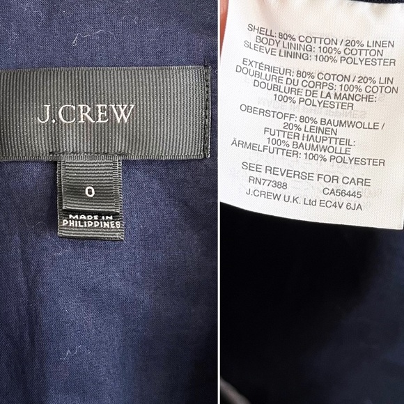 BOGO! J. Crew Unstructured Blazer Black Cotton Linen Size 0 - Picture 8 of 9